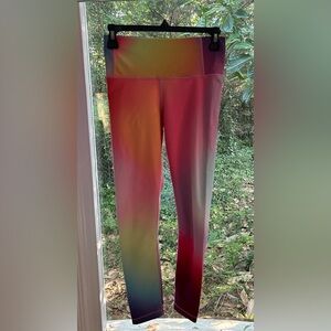 Athleta rainbow tie dye leggings and sports bra